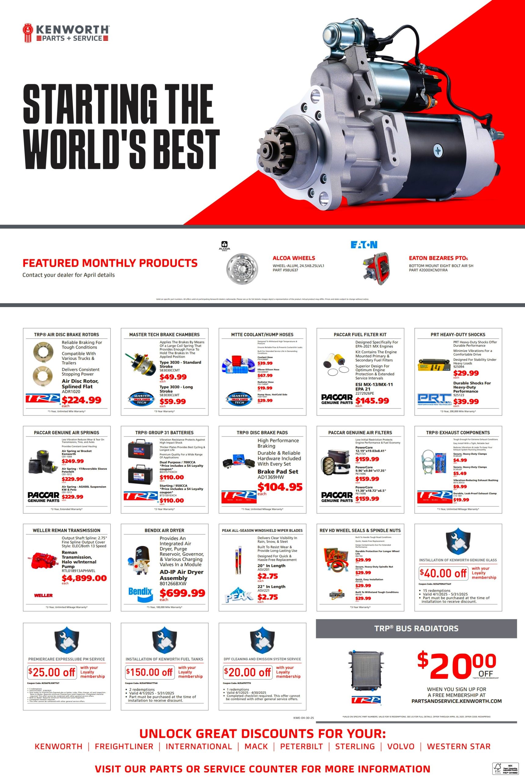 April 2025 Parts Poster WKI Kenworth Website