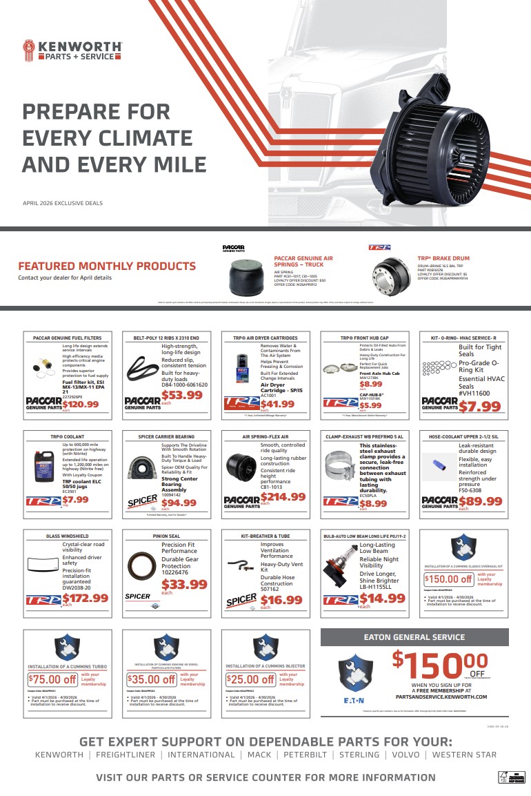 April 2026 Parts Special