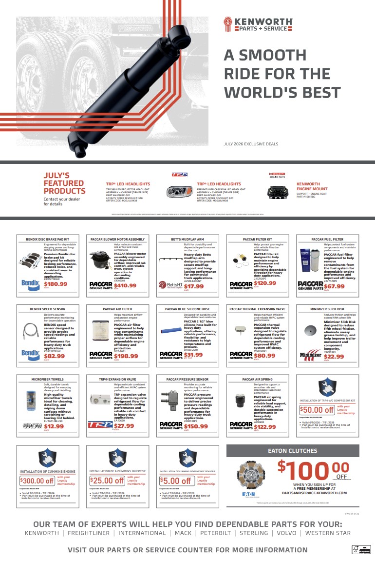July Parts Specials WKI Kenworth