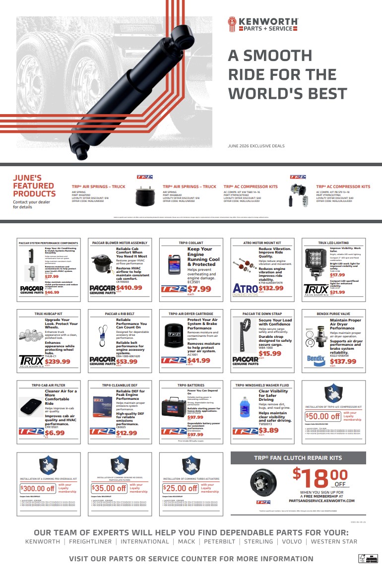 Parts June Sales Specials