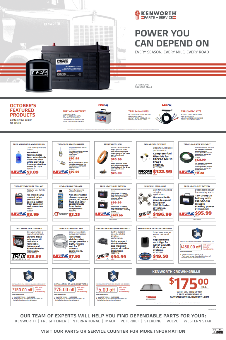 October 2026 Parts Specials